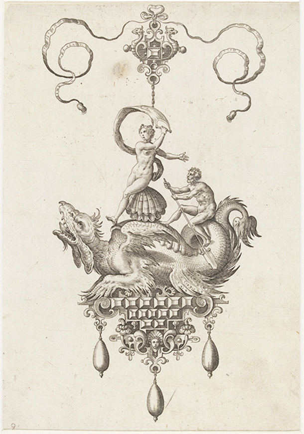 Pendant with a Winged Sea-Monster Carrying Venus Anadyomene on a Shell and a Man with an Oar