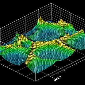 Figure 1. An image from an optical interferometer showing the development of surface features on a severely crizzled glass.