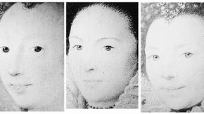 Details from portraits of unknown women, by Nicholas Hilliard, c. 1585-1593. Museum numbers P.9-1947, P.134-1910, P.2-1974.