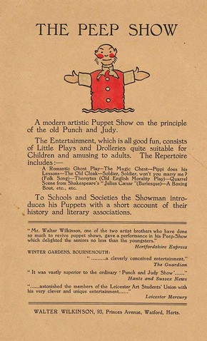 Flyer advertising 'The Peep Show', Walter Wilkinson, early 20th century