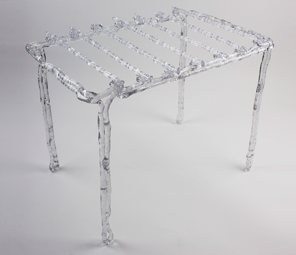 The Rise of the Plasticsmith, square side table, Gangjian Cui, 2014, plastic. © Gangjian Cui
