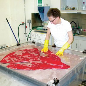 Figure 2. The jacket being washed (Photography by Jennifer Barsby)