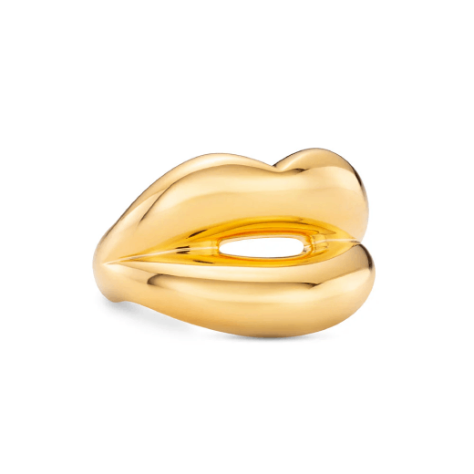 Gold Hotlips ring by Solange