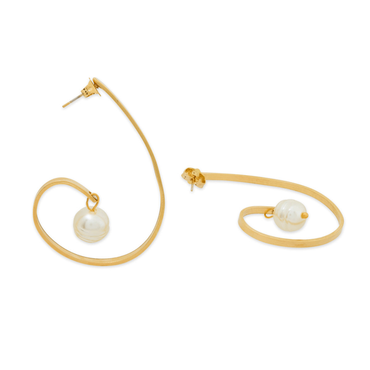 Swirl pearl earrings by Fotini Liami 