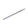 A lilac pencil sits diagonally on a white surface. 