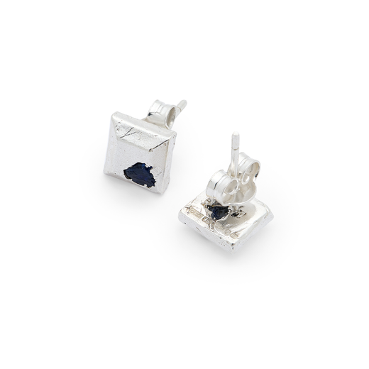 Sapphire square earrings by The Ouze