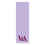 A lilac paper bookmark with the V&A logo.