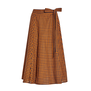 An orange and brown check warp skirt cut on white background.