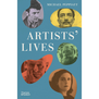 A blue book cover with the title 'Artists' Lives' written in white in the centre. Five images of faces of men and women in various colours are dotted around the title.