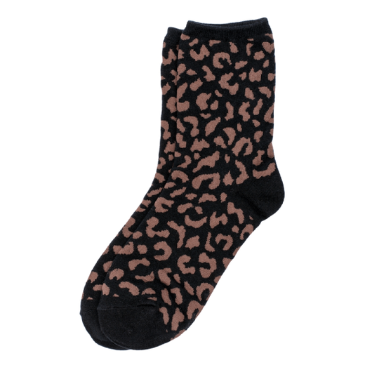 A pair of leopard printed socks.