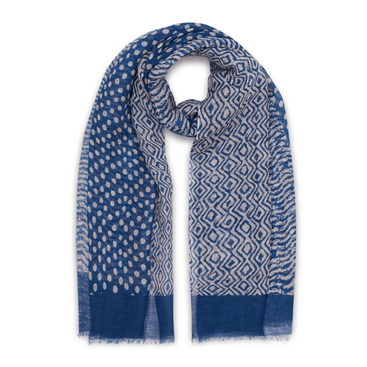 Blue and white pattern scarf