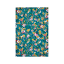 Blue tea towel featuring a floral pattern.