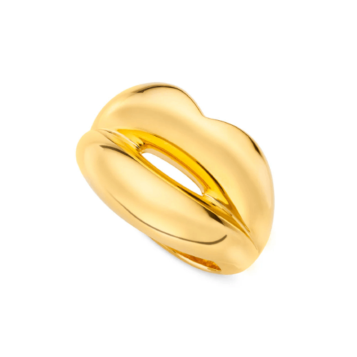 Gold Hotlips ring by Solange