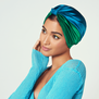 Blue and green silk hair wrap by Silke
