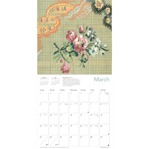 French Rococo 2025 calendar