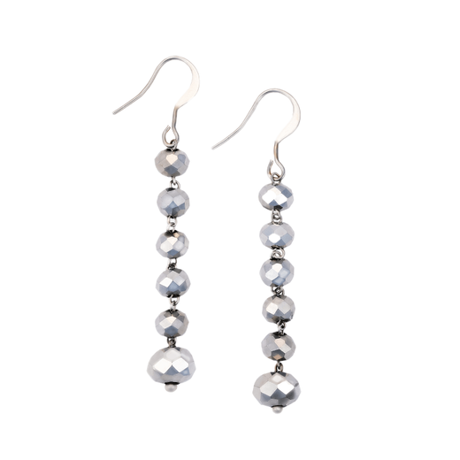 Silver bead drop hook earrings