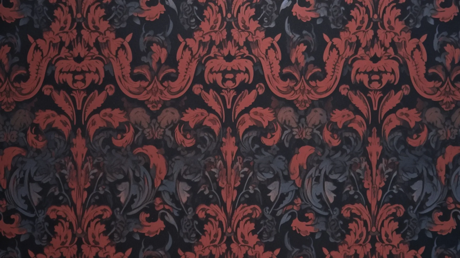 Wallpaper with red and black floral shapes