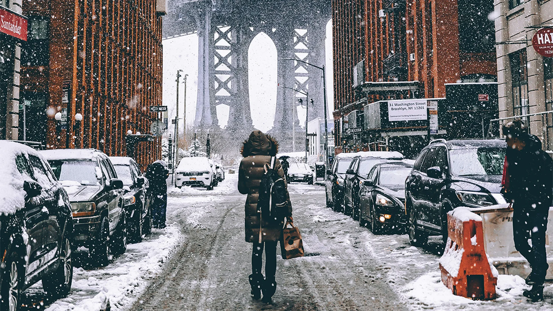 New York street in the snow
