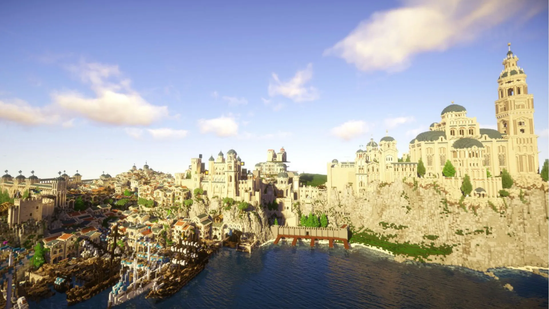 An image of a Minecraft build of Middle-Earth