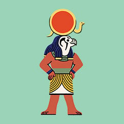 An illustration of Ra, the Egyptian sun god